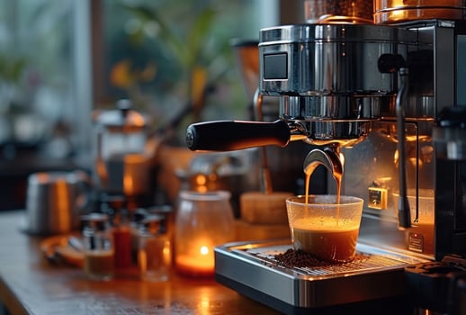 AI generated an espresso machine is pouring out a cups photo