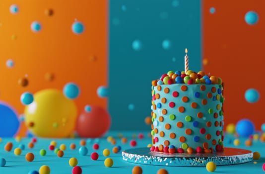 AI generated birthday cake holding burning candles photo