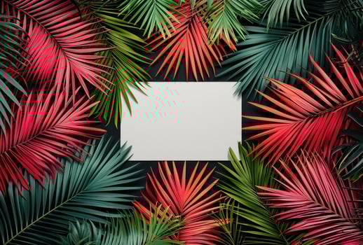 AI generated a blank paper surrounded by red leaves photo