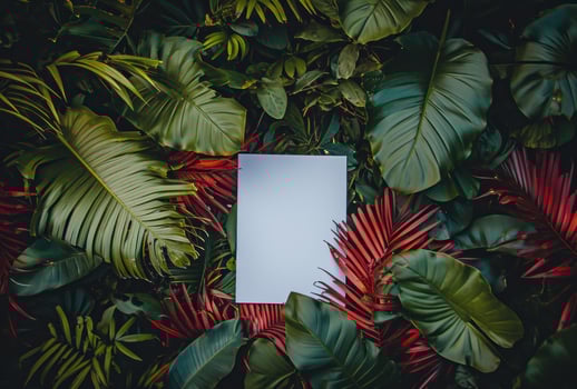 AI generated a blank paper surrounded by red leaves photo