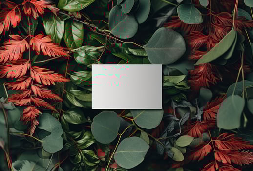 AI generated a blank paper surrounded by red leaves photo