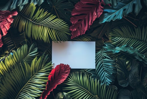 AI generated a blank paper surrounded by red leaves photo