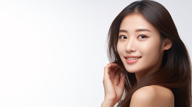 AI generated Portrait asian woman Perfect clean fresh skin isolated on white background. photo