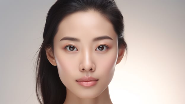AI generated Portrait asian woman Perfect clean fresh skin isolated on white background. photo