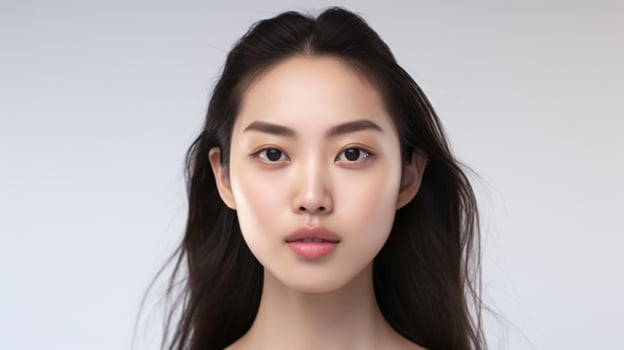 AI generated Portrait asian woman Perfect clean fresh skin isolated on white background. photo