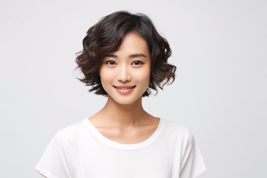 AI generated Portrait asian woman Perfect clean fresh skin isolated on white background. photo