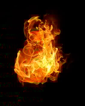 Fire flames on a black background photo