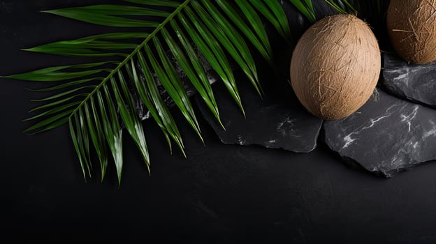 AI generated Fresh coconut fruit with leaf AI Generative photo