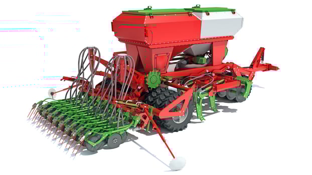 Seeder Planter drill Machine farm equipment 3D rendering on white background photo