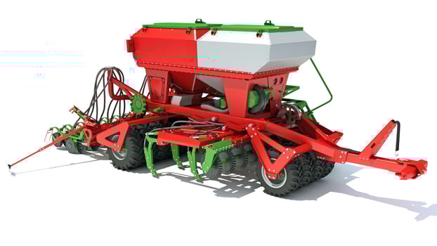 Seeder Planter drill Machine farm equipment 3D rendering on white background photo