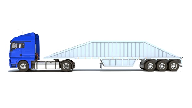 Truck with Bottom Dump Trailer 3D rendering photo