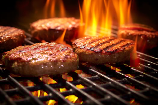 AI generated Hamburgers on the grill. AI Generated photo