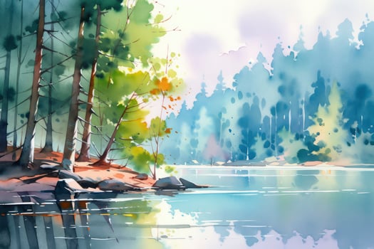 AI generated The serenity of a secluded forest lake.AI Generated photo