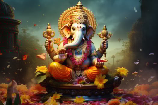 AI generated Beautiful Lord Ganesh AI generated photo
