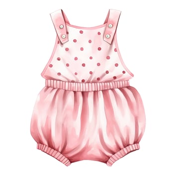 AI generated Pink baby girl romper in watercolors on a white background. AI Generated photo