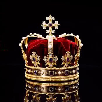 AI generated The Royal Coronation Crown Isolated on a Black Background. Generative AI photo