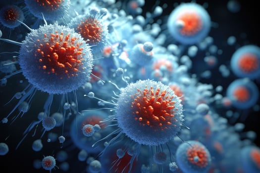 AI generated Various cell 3D illustration a 3D microscope view Ai generated photo