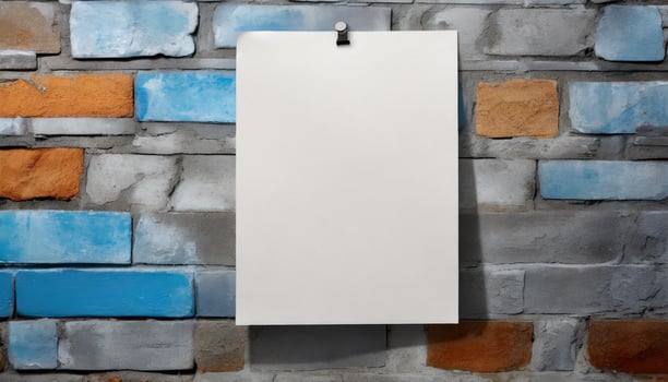 AI generated blank paper hanging on a brick wall photo