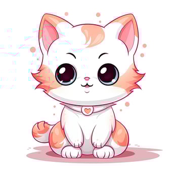 AI generated Cute Kawaii cat clipart icon white background. AI Generated photo