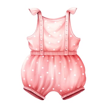 AI generated Pink baby girl romper in watercolors on a white background. AI Generated photo