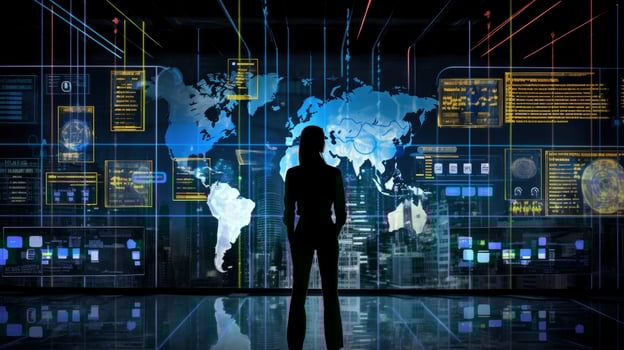 AI generated Guardian of the Digital World. Confronting Cyber Threats. AI Generated photo