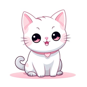 AI generated Cute Kawaii cat clipart icon white background. AI Generated photo
