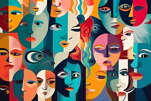 AI generated Abstract concept of different personalities. Generative AI. photo