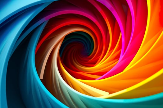 AI generated Geometric Spiral Pattern in Vibrant and Energetic Colors. A Professional Color Grading Experiment. AI Generative photo