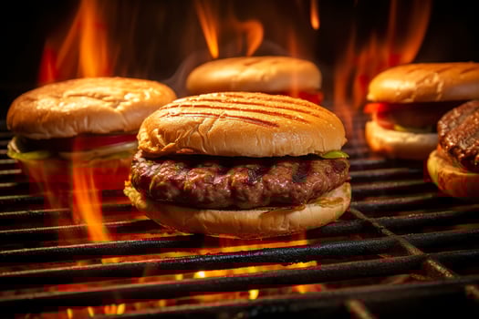 AI generated Hamburgers on the grill. AI Generated photo