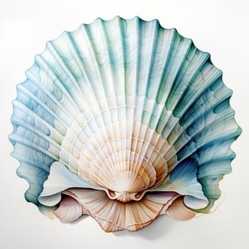 AI generated Watercolor Seashell clipart on white background. AI Generated photo