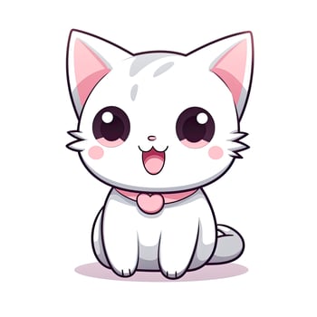 AI generated Cute Kawaii cat clipart icon white background. AI Generated photo