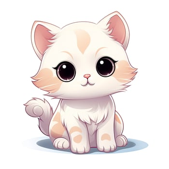AI generated Cute Kawaii cat clipart icon white background. AI Generated photo