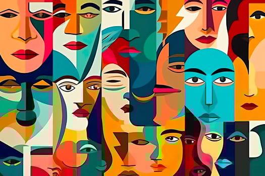 AI generated Abstract concept of different personalities. Generative AI. photo