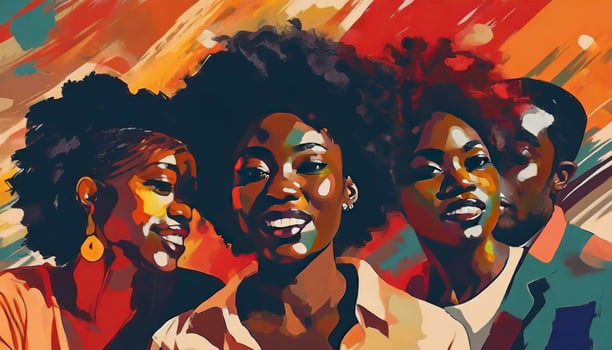 AI generated Vibrant Abstract Illustration Celebrating Black History Month. Juneteenth, Racial Equality, and Justice for a Diverse Community. photo