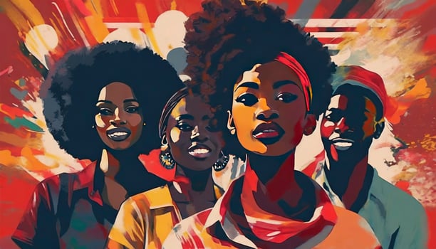 AI generated Vibrant Abstract Illustration Celebrating Black History Month. Juneteenth, Racial Equality, and Justice for a Diverse Community. photo