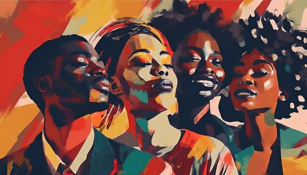 AI generated Vibrant Abstract Illustration Celebrating Black History Month. Juneteenth, Racial Equality, and Justice for a Diverse Community. photo