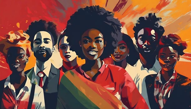 AI generated Vibrant Abstract Illustration Celebrating Black History Month. Juneteenth, Racial Equality, and Justice for a Diverse Community. photo