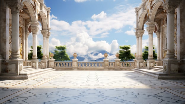 AI generated Marble Courtyard background photo
