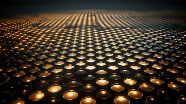AI generated Metallic Grid with Round Holes background photo