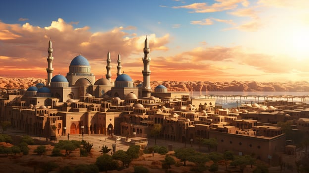 AI generated Middle Eastern Cityscape background photo