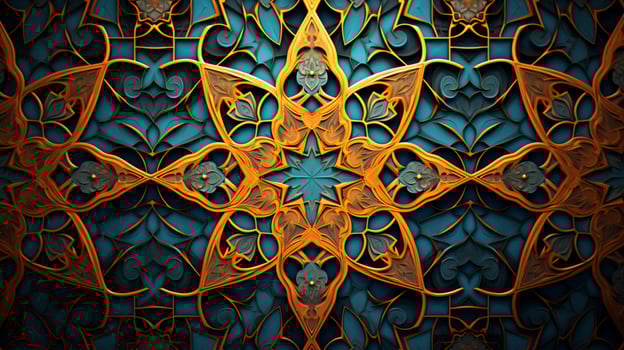AI generated Paisley Moroccan Tile Pattern Background photo