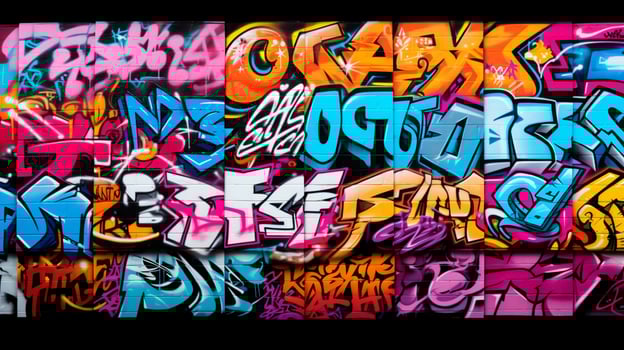 AI generated Pastel Collage of Graffiti Art Elements Background photo