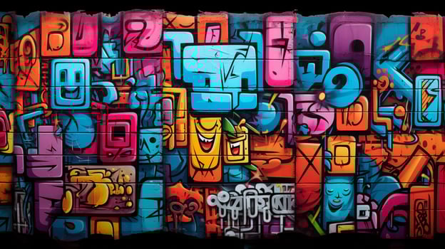 AI generated Pastel Collage of Graffiti Art Elements Background photo