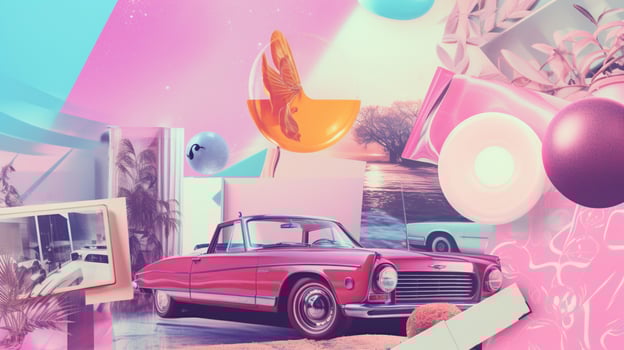 AI generated Pastel Collage of Retro Art Elements Background photo