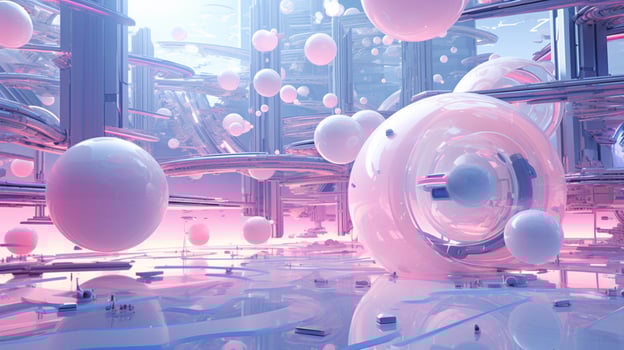 AI generated Pastel Collage of Sci-Fi Art Elements Background photo