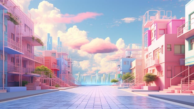 AI generated Pastel Urban Background photo