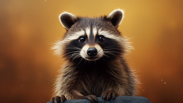 AI generated a raccoon is sitting on a tree branch photo