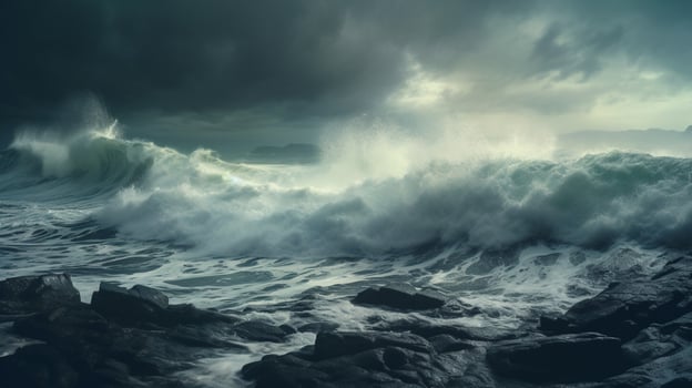 AI generated Rainy Coastal Waves Background photo