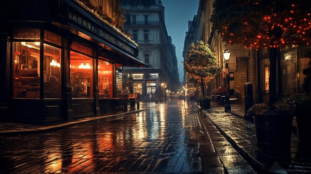 AI generated Rainy Urban Life Background photo