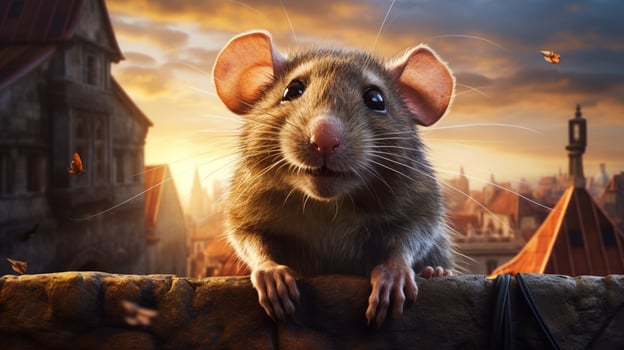 AI generated a rat is standing on top of a log photo